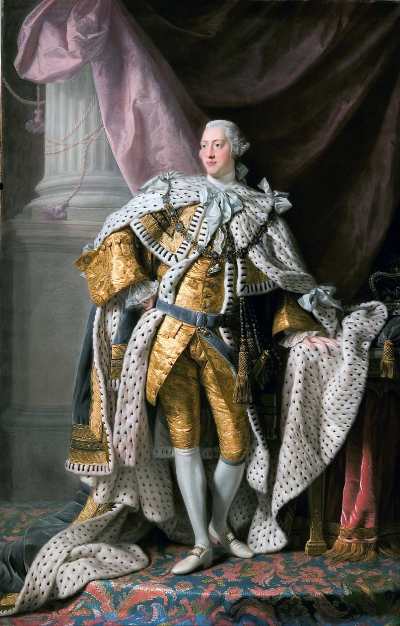 „Portret króla Jerzego III (1738-1820) King of England in Coronation Dress” Obraz Allana Ramsaya (1713-1784) ok. 1770 r. Galeria sztuki Australii Południowej Adelaide Australia autorstwa Allan Ramsay