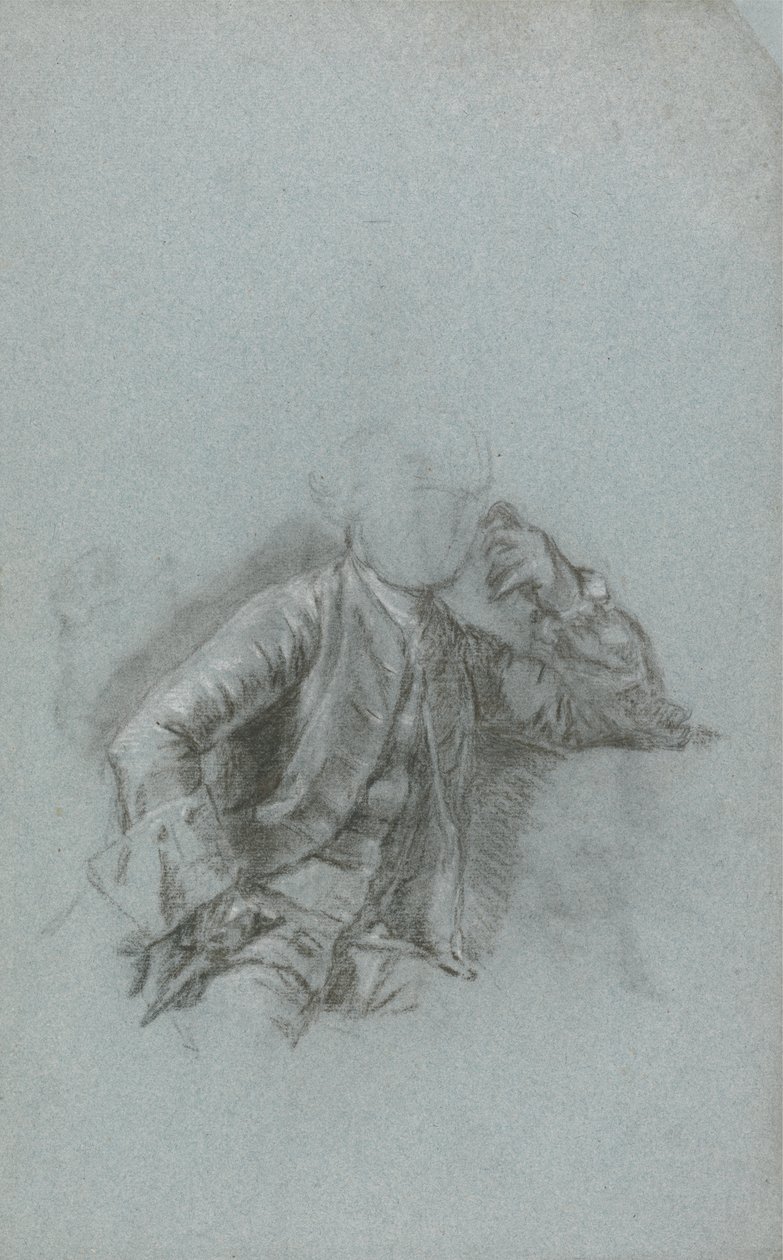 Studium do portretu siedzącego dżentelmena (kreda z kikutem na niebieskim papierze wykładanym) autorstwa Allan Ramsay