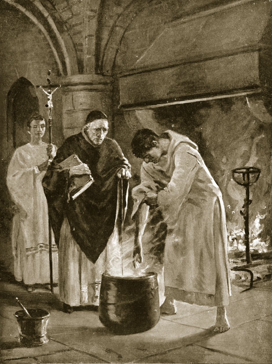 Próba wrzącej wody, ilustracja z „Hutchinson