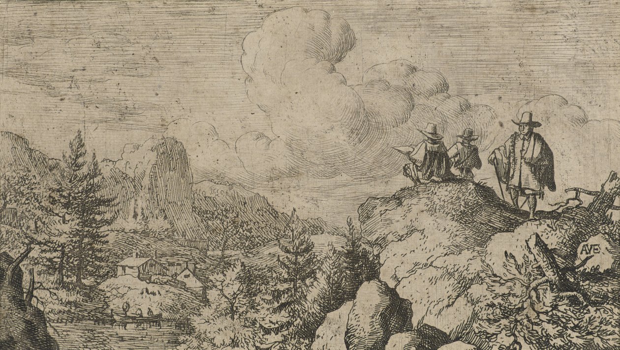 Rysownicy, ok. 1644 (akwaforta na papierze wykładanym) autorstwa Allart van Everdingen