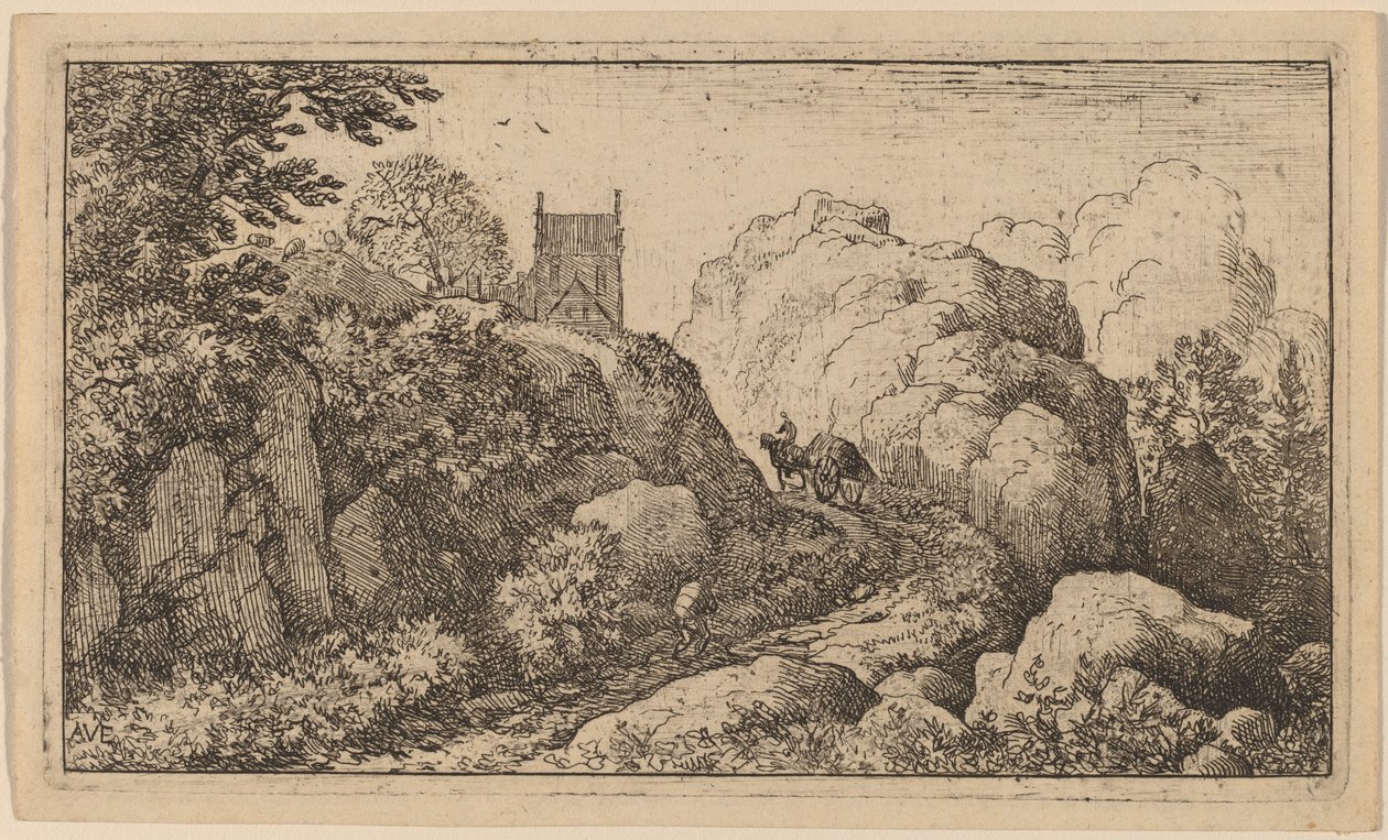 Wózek w wąskiej przełęczy, prawdopodobnie ok. 16451656. autorstwa Allart van Everdingen