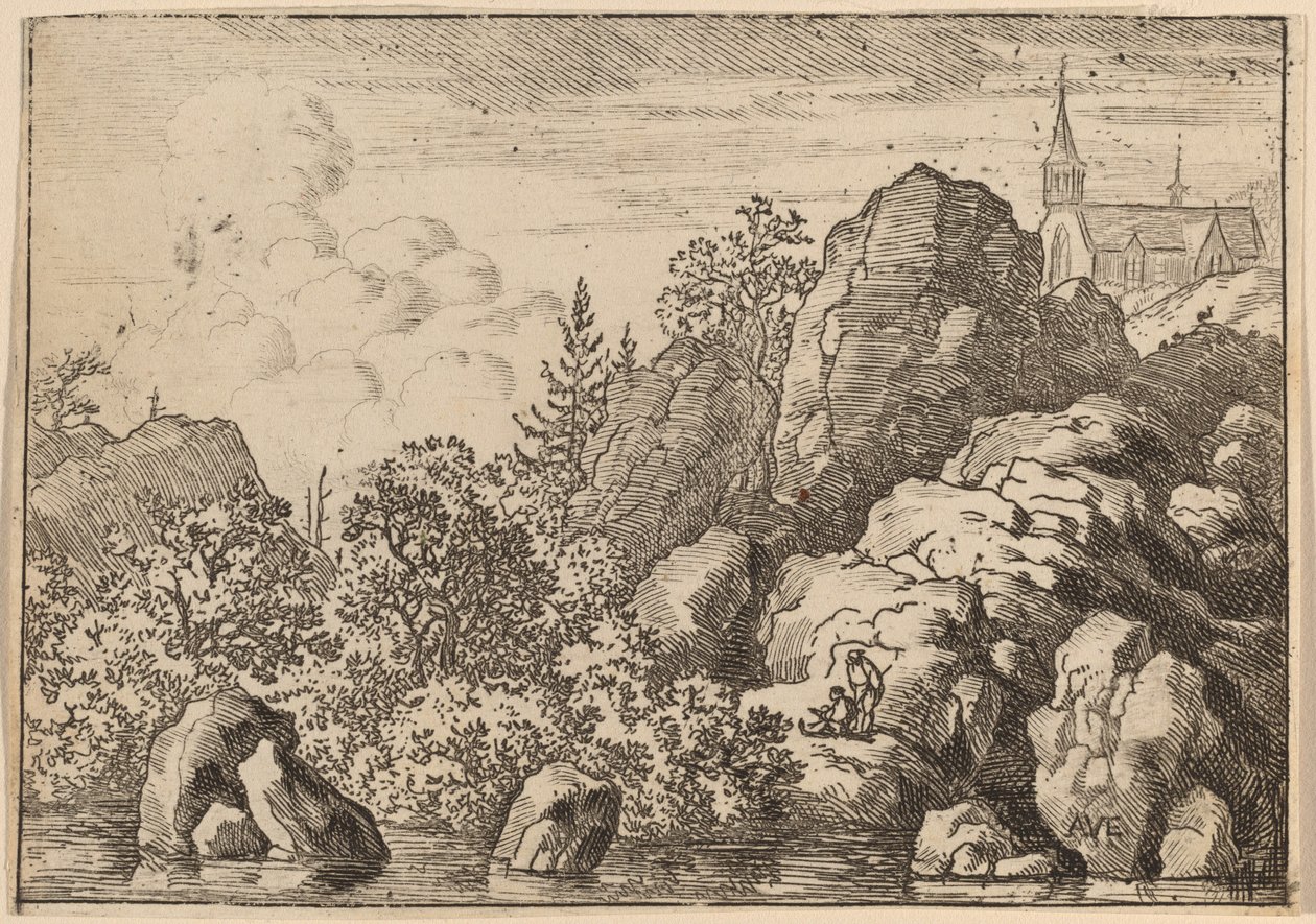 Kościół na wzgórzu, prawdopodobnie ok. 16451656. autorstwa Allart van Everdingen
