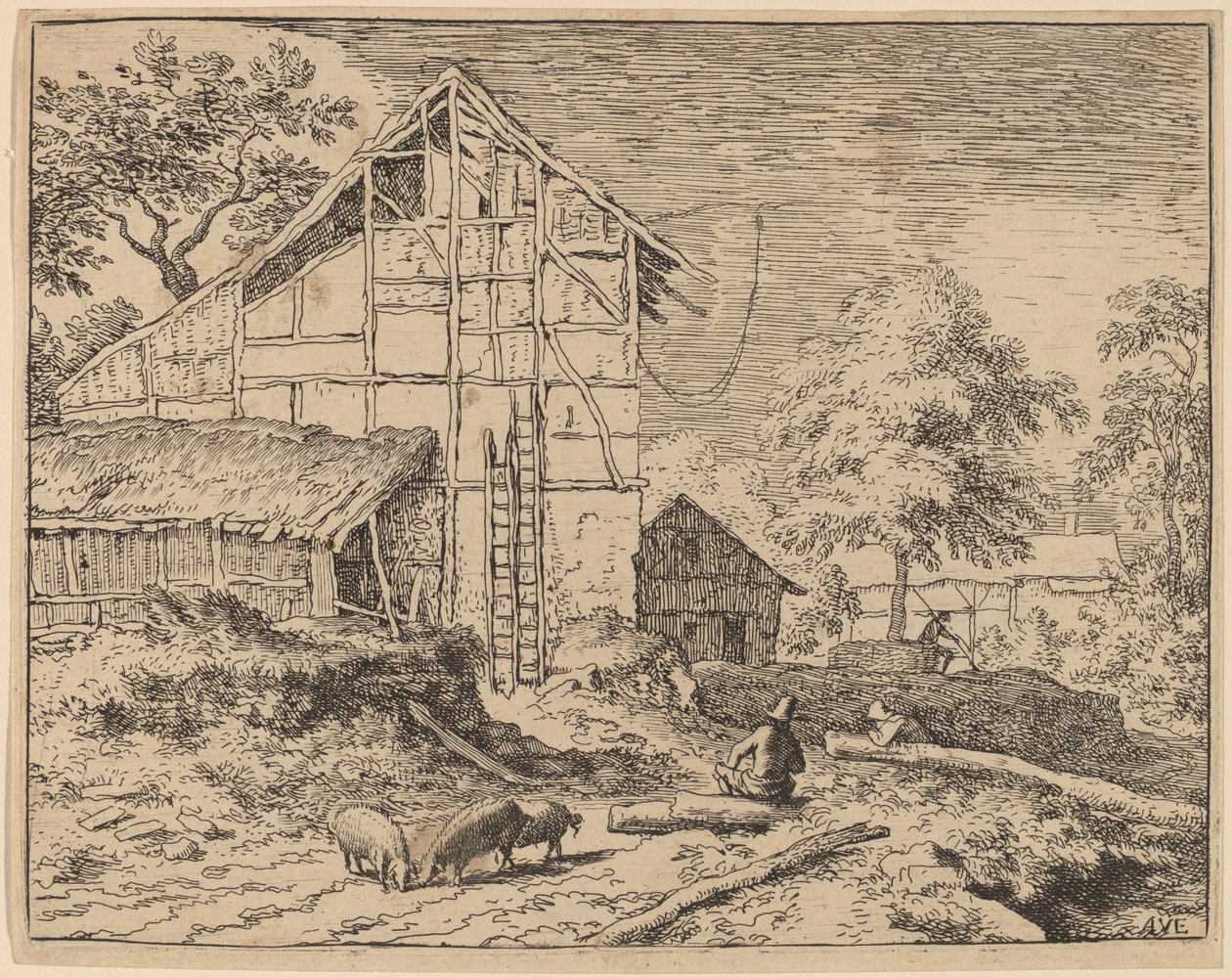 Domek z dwiema drabinami autorstwa Allart van Everdingen