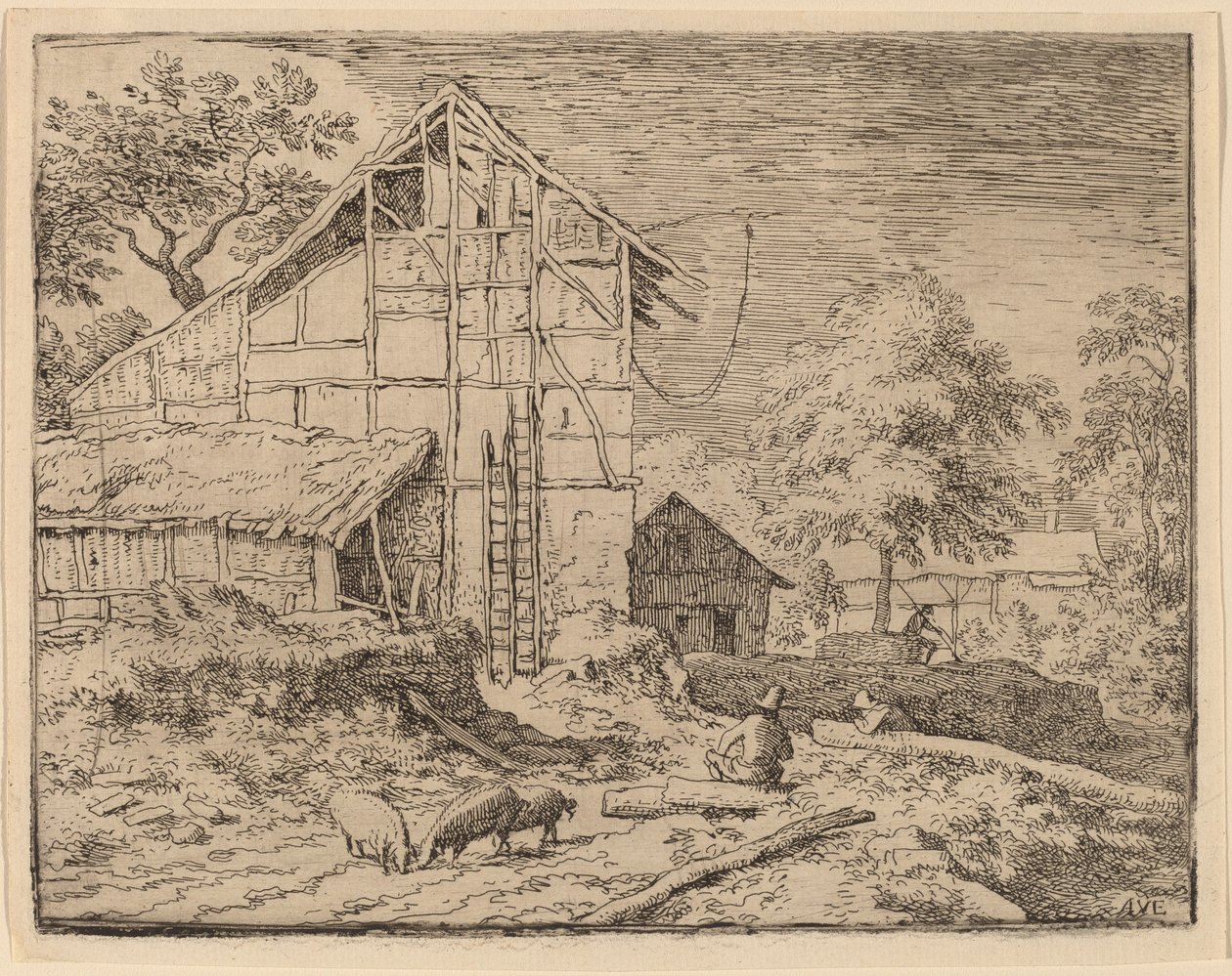 Domek z dwiema drabinami autorstwa Allart van Everdingen