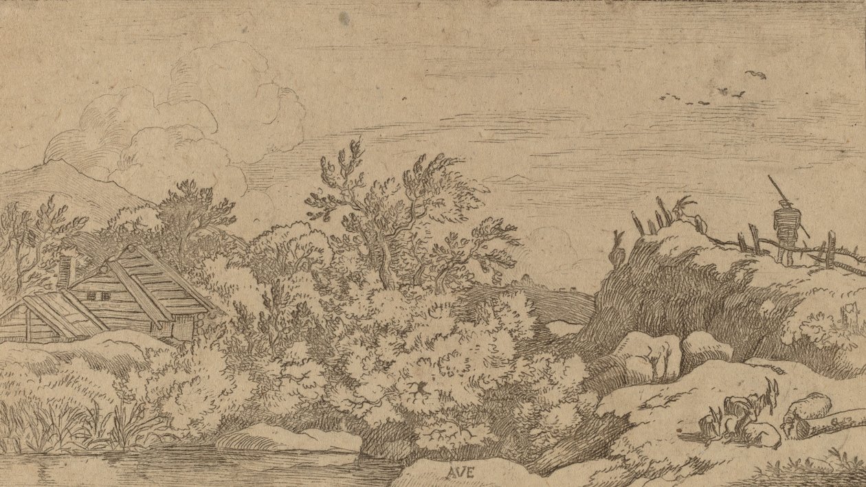 Stado kóz na wzgórzu, prawdopodobnie ok. 16451656. autorstwa Allart van Everdingen