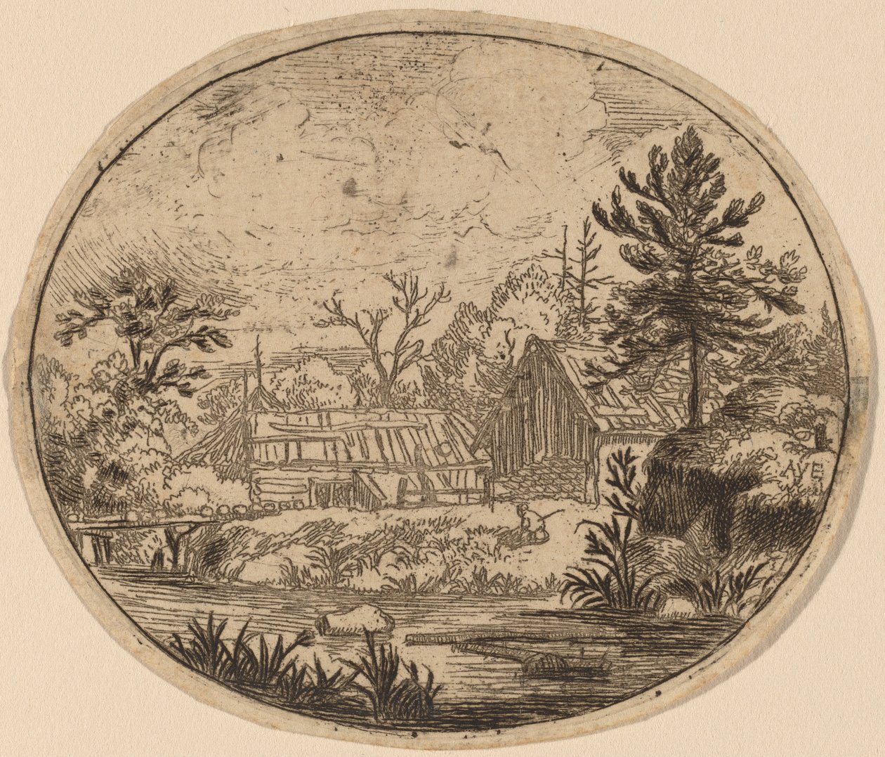 Wioska nad brzegiem rzeki, prawdopodobnie ok. 16451656. autorstwa Allart van Everdingen