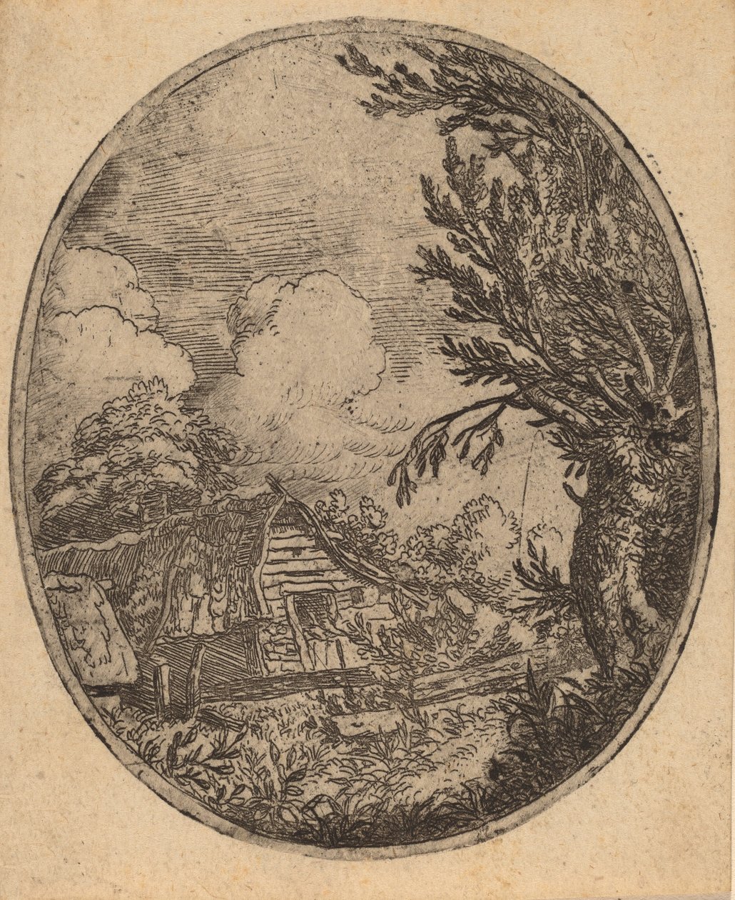 Wioska między drzewami, prawdopodobnie ok. 16451656. autorstwa Allart van Everdingen