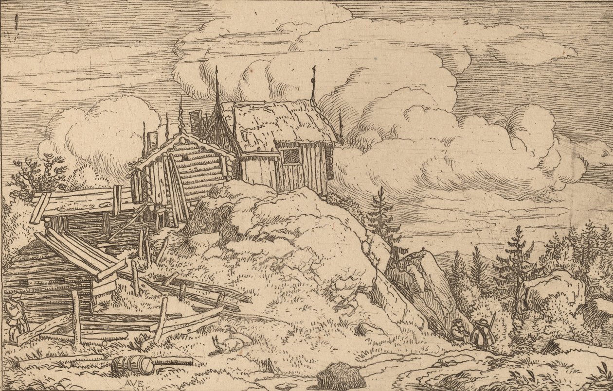 Wioska na wzgórzu, prawdopodobnie ok. 16451656. autorstwa Allart van Everdingen