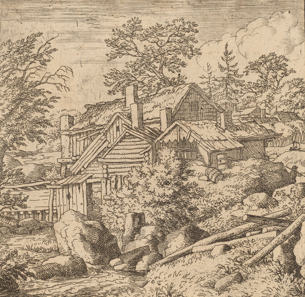 Wioska na zboczu góry, prawdopodobnie ok. 16451656. autorstwa Allart van Everdingen