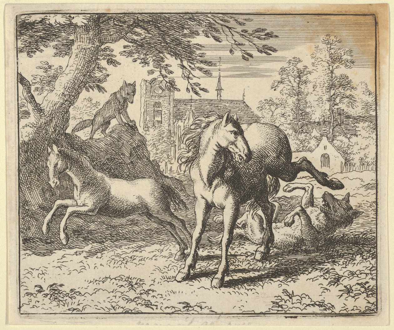 Renard idzie z Borsukiem na dwór, by ułagodzić gniew lwa, 1650-75. autorstwa Allart van Everdingen