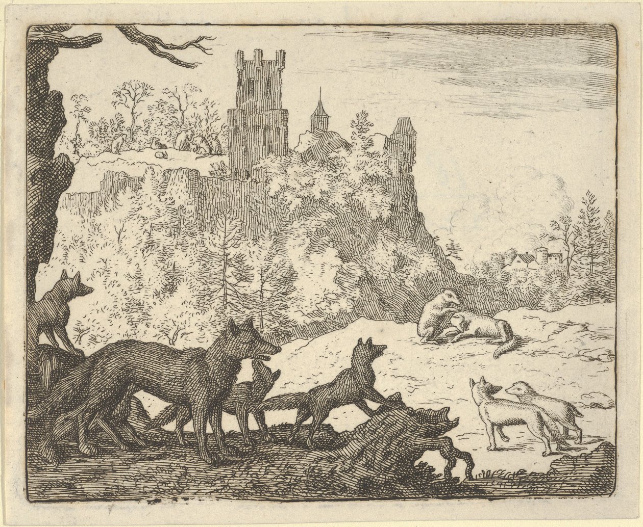 Renard Liście z borsukiem, 1650-75. autorstwa Allart van Everdingen