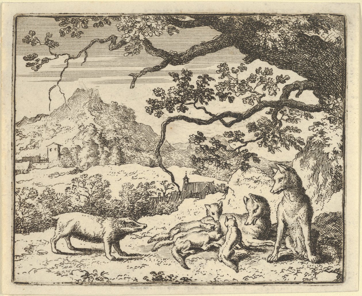Renard otrzymuje nowy cytat od Borsuka, 1650-75. autorstwa Allart van Everdingen
