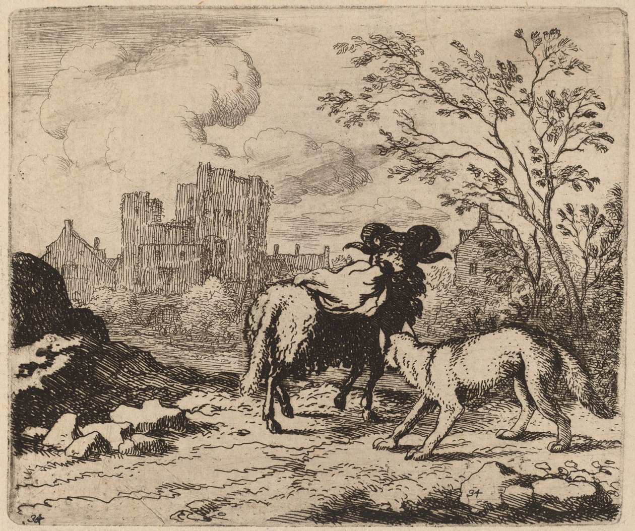 Reynard prosi barana o dostarczenie dokumentu, prawdopodobnie ok. 16451656. autorstwa Allart van Everdingen