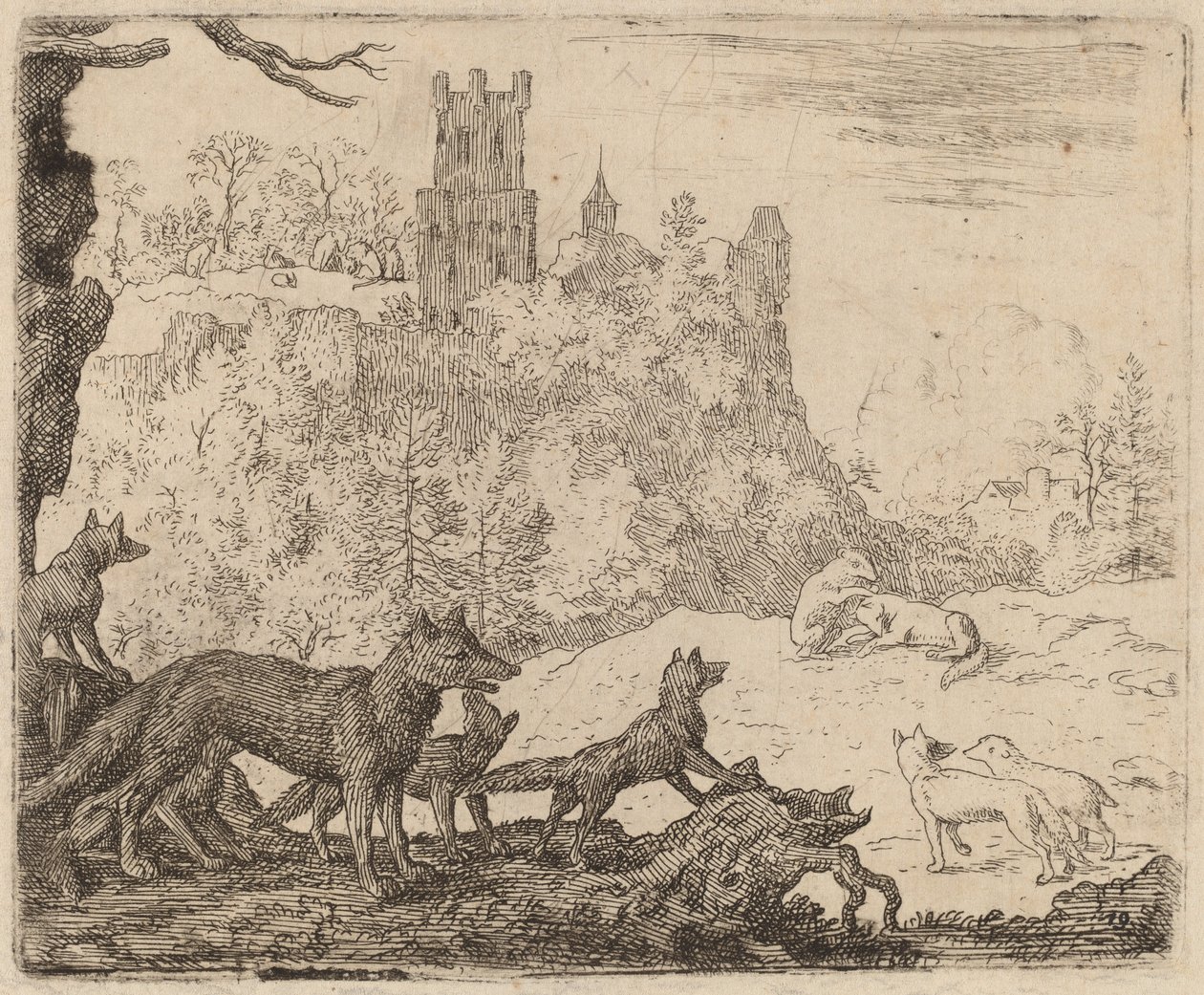Reynard odchodzi z Borsukiem, prawdopodobnie ok. godz. 16451656. autorstwa Allart van Everdingen