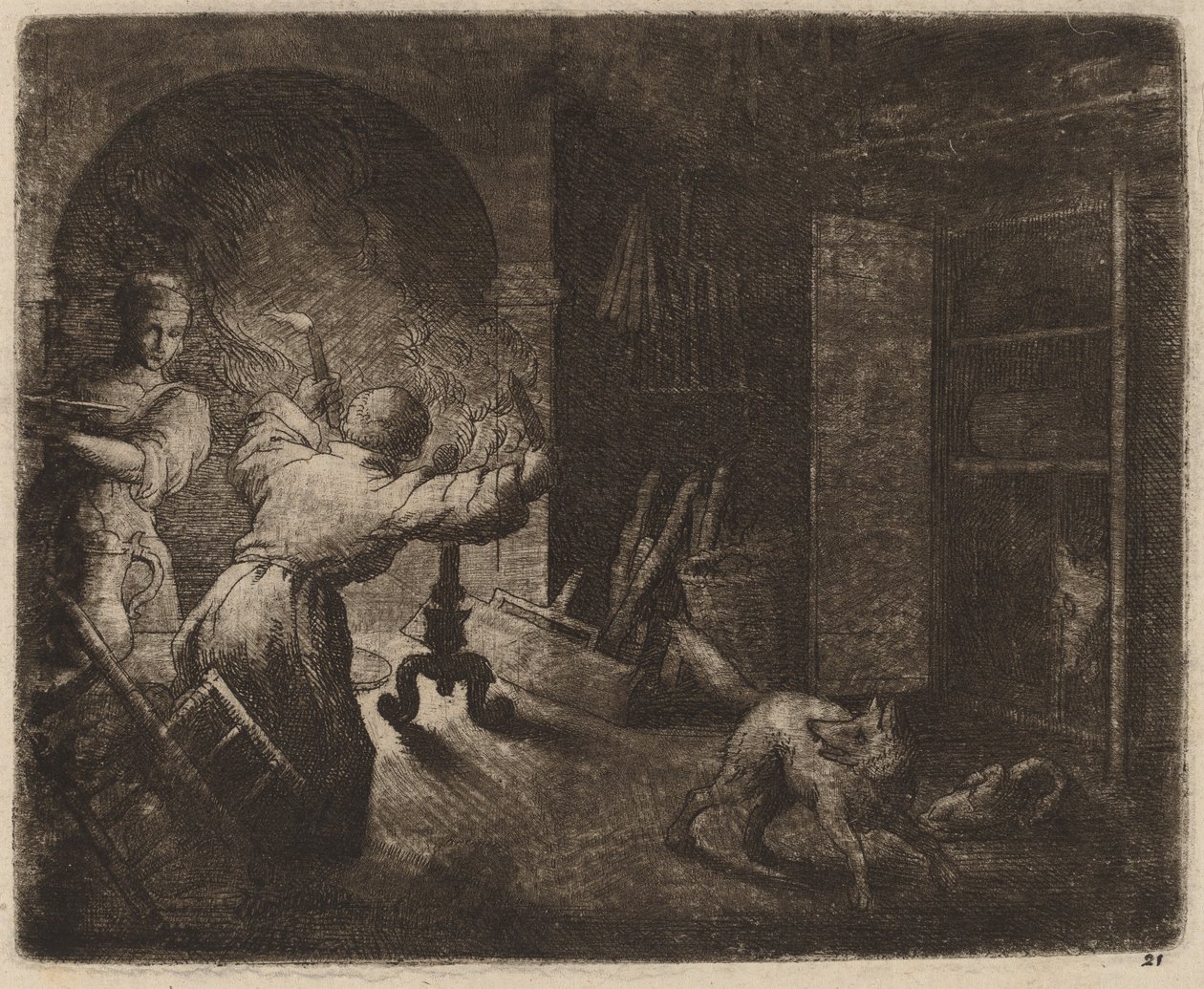 Reynard kradnie kapłona od pastora, prawdopodobnie ok. 16451656. autorstwa Allart van Everdingen