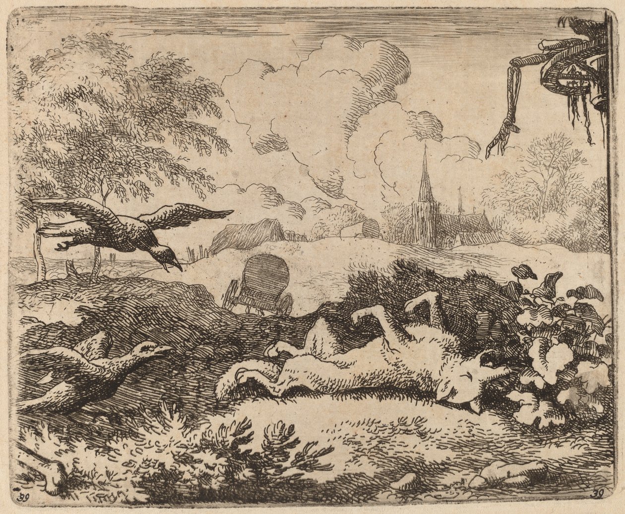 Reynard i Kruki, prawdopodobnie ok. 16451656. autorstwa Allart van Everdingen