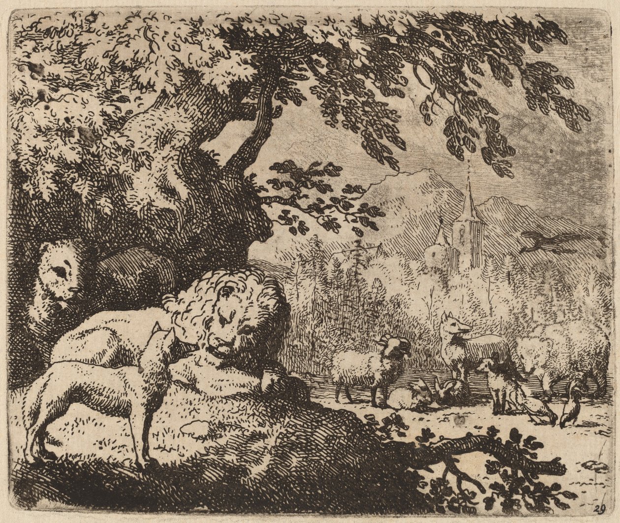 Reynard w Radzie z Lwem i Lwicą, prawdopodobnie ok. 16451656. autorstwa Allart van Everdingen