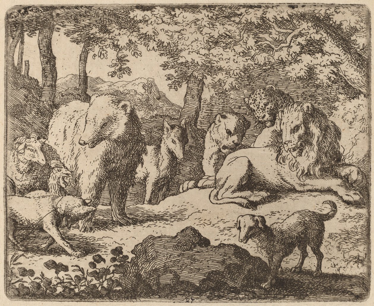 Reynard zostaje zwolniony, by opowiedzieć swoją historię, prawdopodobnie ok. 16451656. autorstwa Allart van Everdingen