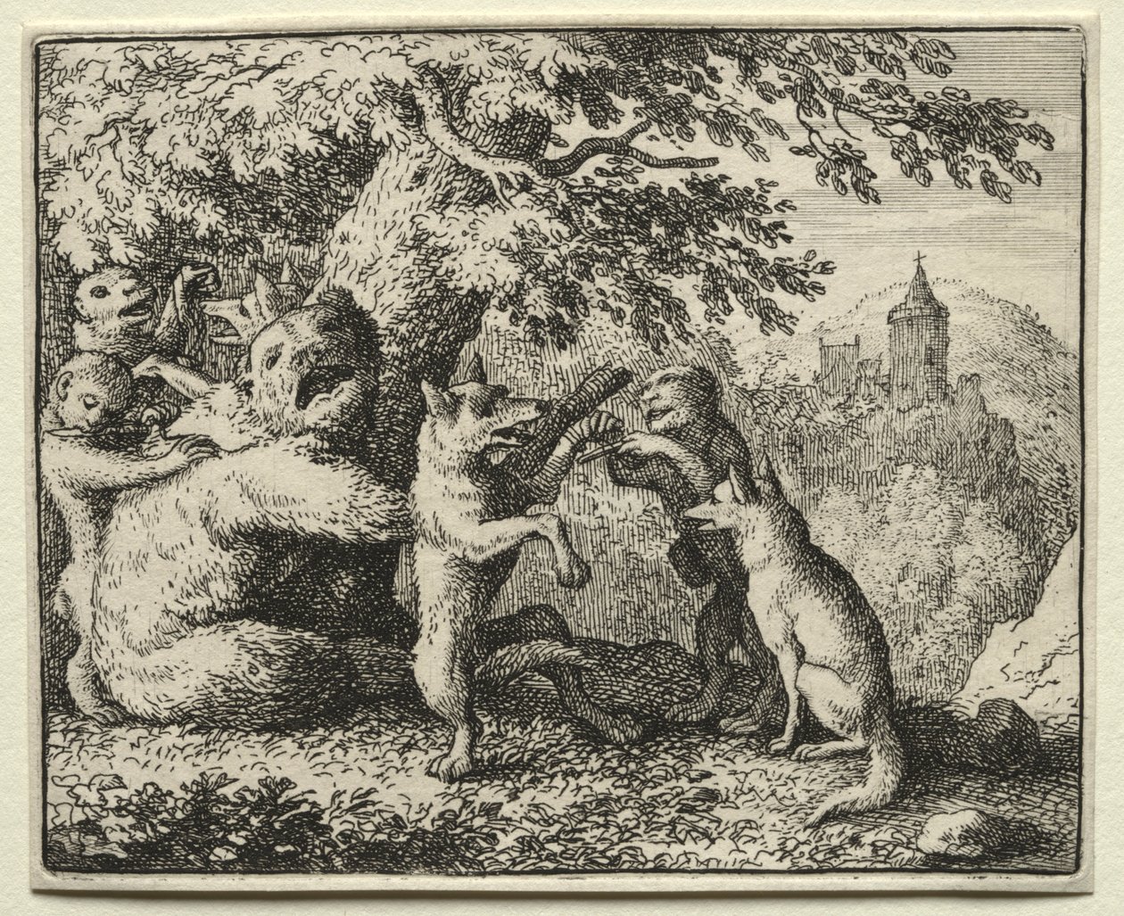 Reynard the Fox: Reynard wyposażony na jego pielgrzymkę. autorstwa Allart van Everdingen