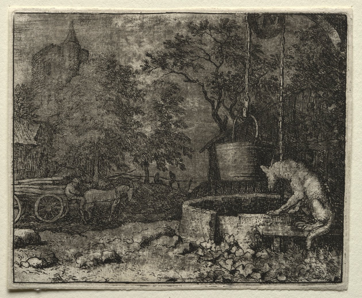 Reynard the Fox: Reynard oszukuje żonę wilka. autorstwa Allart van Everdingen