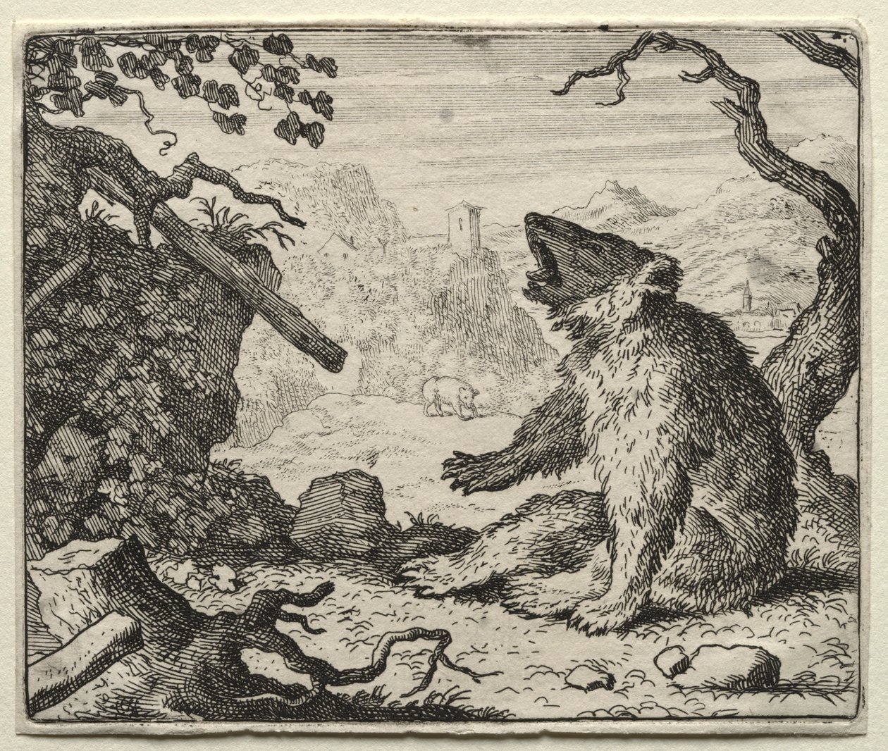 Reynard the Fox: Niedźwiedź wzywa Reynarda na dwór. autorstwa Allart van Everdingen