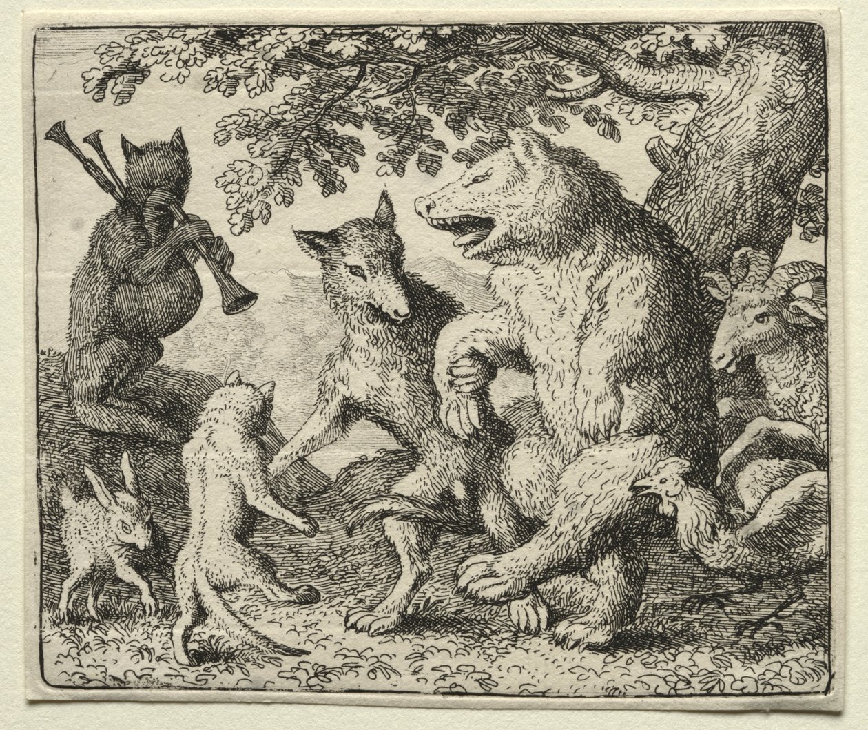 Reynard the Fox: Wilk i niedźwiedź świętują swoją wolność. autorstwa Allart van Everdingen