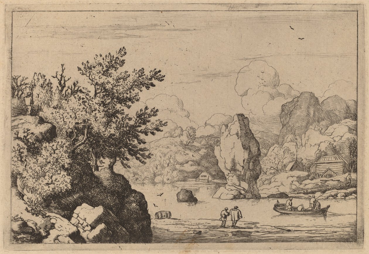 Skała na środku rzeki, prawdopodobnie ok. 16451656. autorstwa Allart van Everdingen