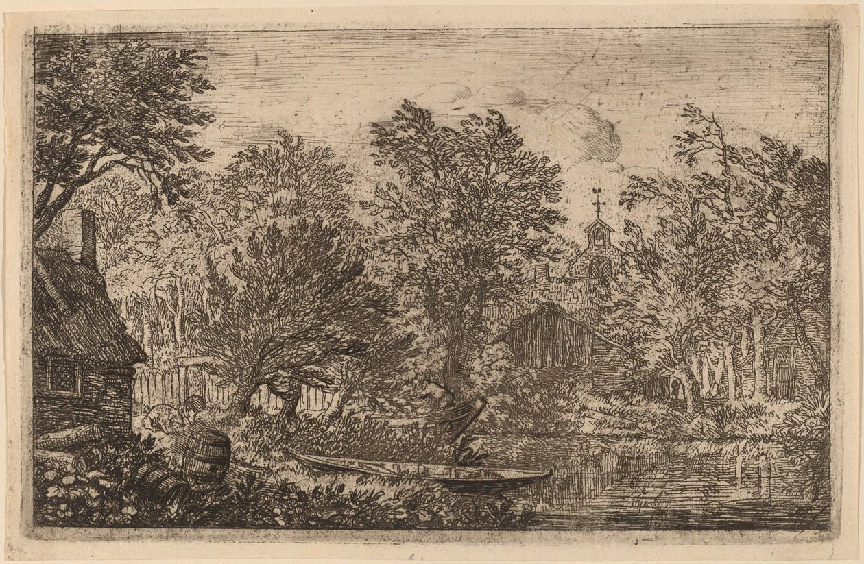 Skiff na brzegu rzeki, prawdopodobnie ok. 16451656. autorstwa Allart van Everdingen