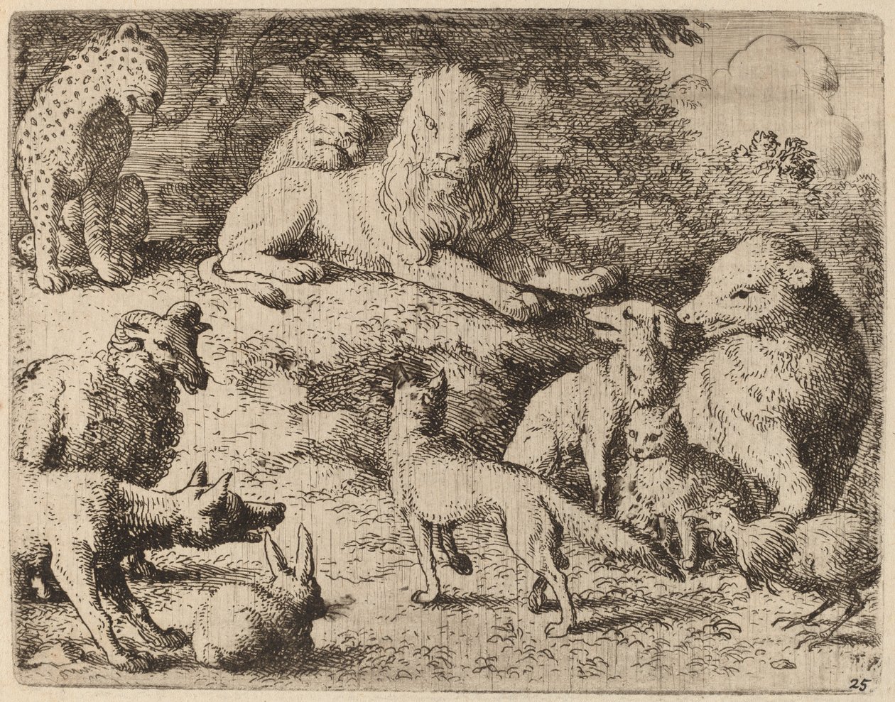 Zwierzęta przedstawiają swoje zarzuty Reynardowi, prawdopodobnie ok. 16451656. autorstwa Allart van Everdingen