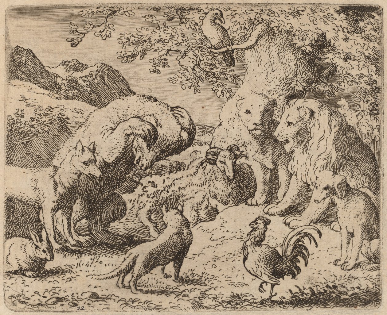 Niedźwiedź błaga lwa o sprawiedliwość, prawdopodobnie ok. 16451656. autorstwa Allart van Everdingen