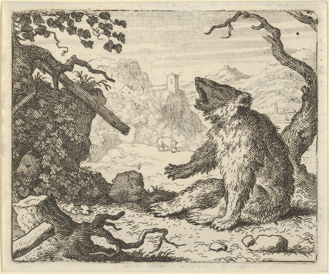 Niedźwiedź wzywa Renarda do stawienia się przed Radą Zwierząt, 1650-75. autorstwa Allart van Everdingen