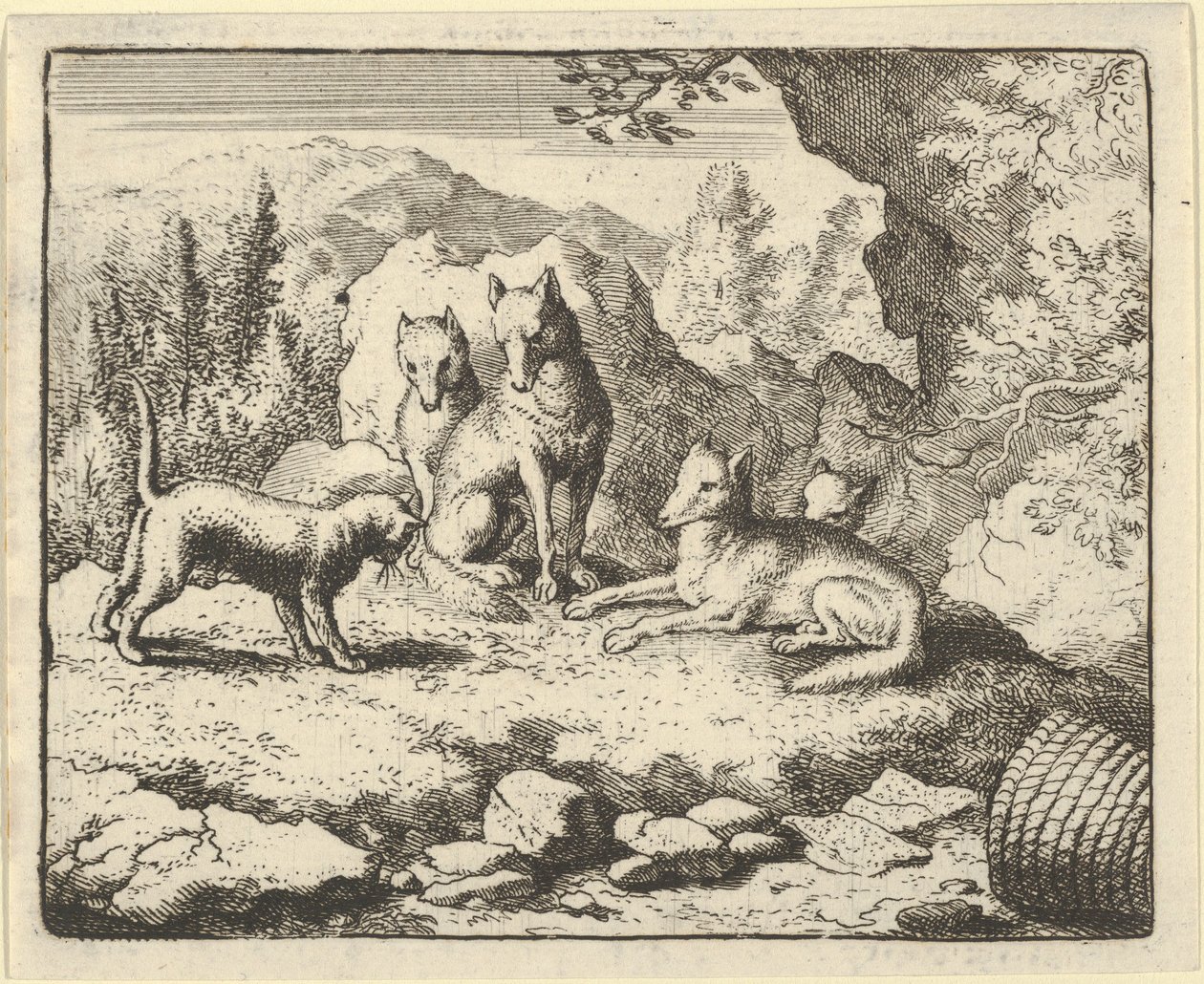 Kot wzywa Renarda do stawienia się przed Trybunałem, 1650-75. autorstwa Allart van Everdingen