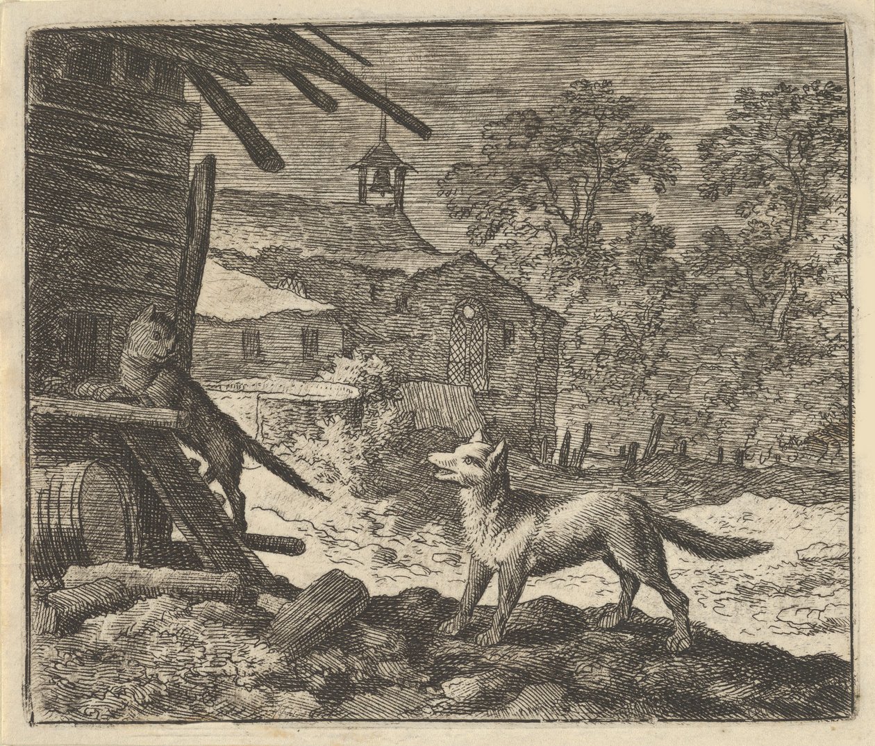 Kot wspina się po stodole, 1650-75. autorstwa Allart van Everdingen