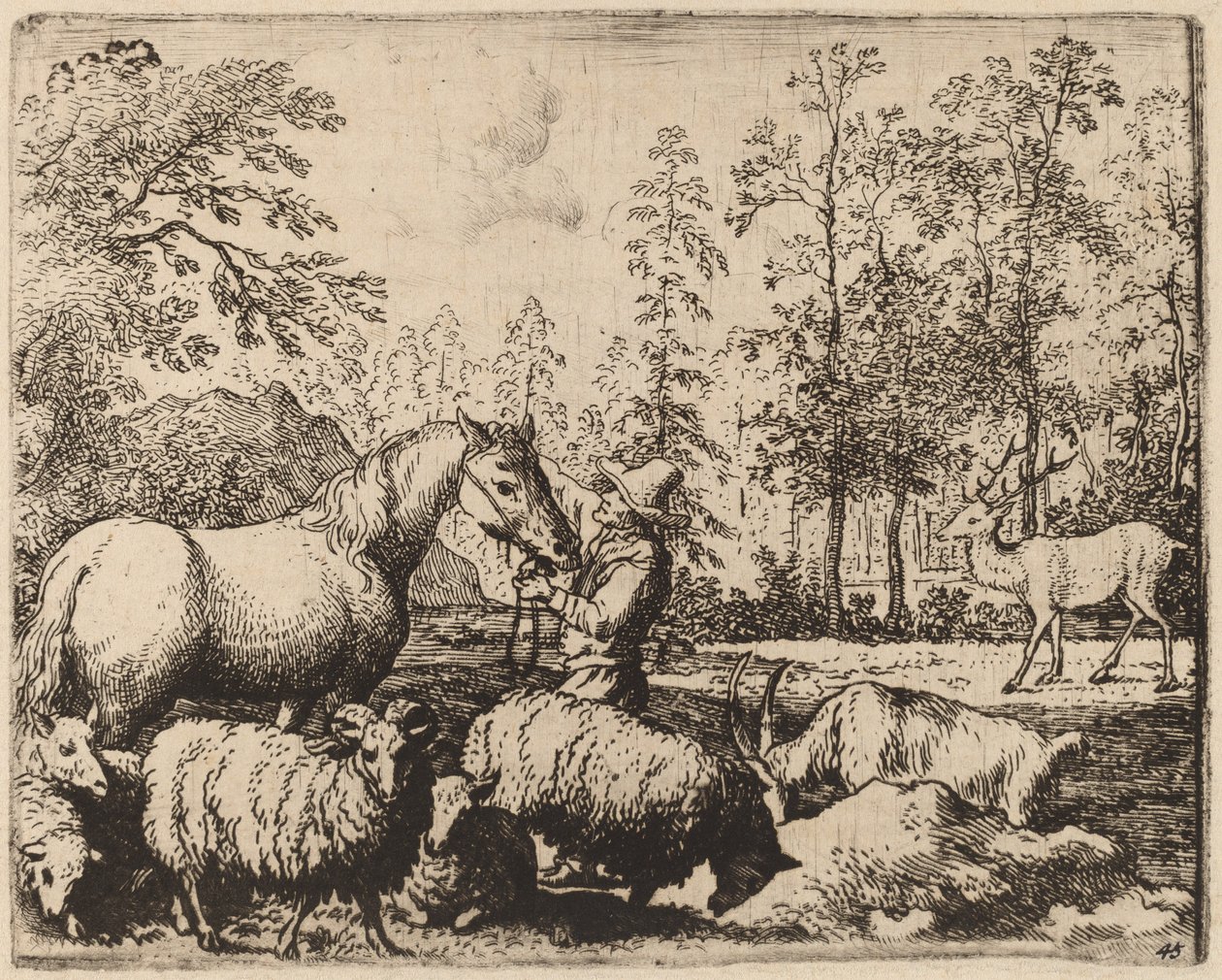 Koń i Jeleń, prawdopodobnie ok. 16451656. autorstwa Allart van Everdingen