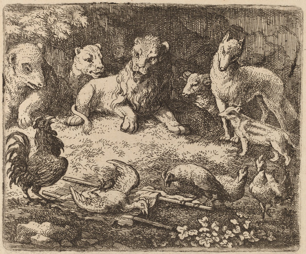 Kogut szarżuje na Reynarda, prawdopodobnie ok. 16451656. autorstwa Allart van Everdingen