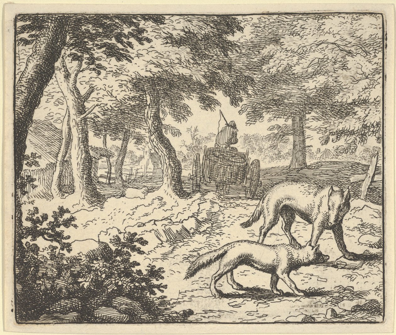 Wilk oskarża Renarda o zjedzenie ryby, którą ukradł, 1650-75. autorstwa Allart van Everdingen