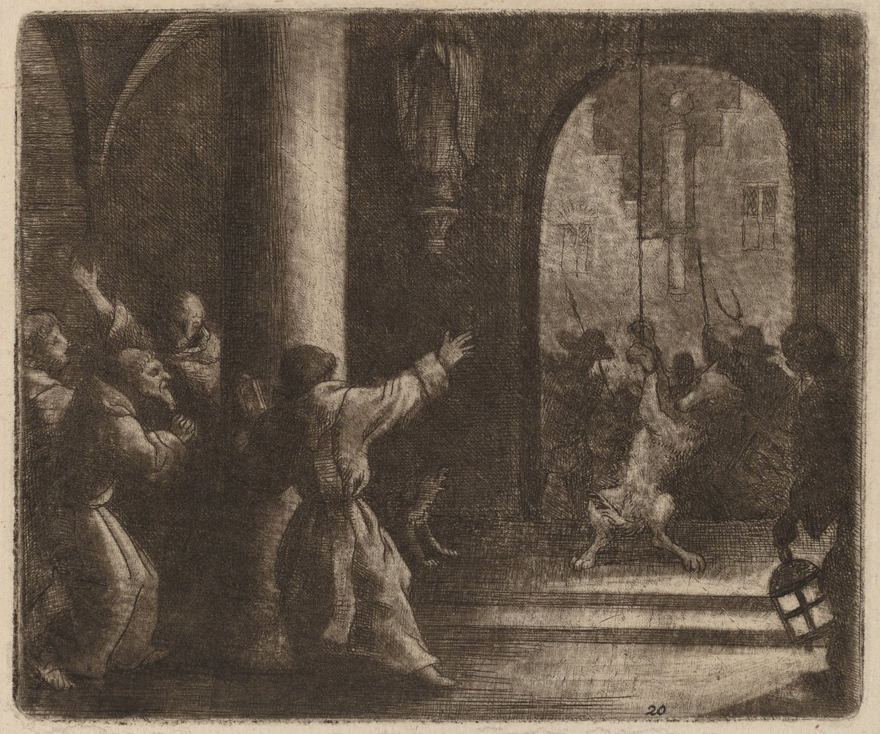 Wilk i dzwon klasztorny, prawdopodobnie ok. 16451656. autorstwa Allart van Everdingen