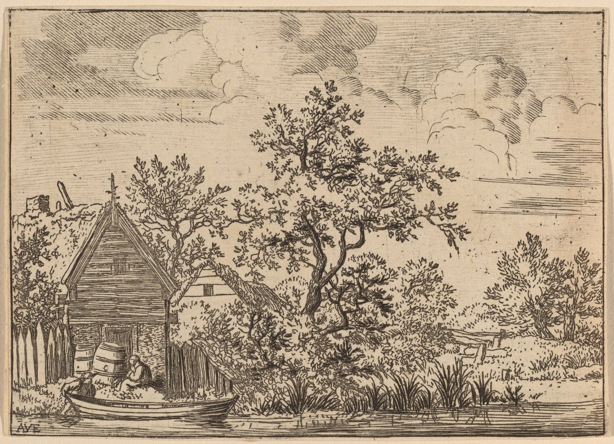 Dwie beczki przed chatą, prawdopodobnie ok. 1930 r. 16451656. autorstwa Allart van Everdingen