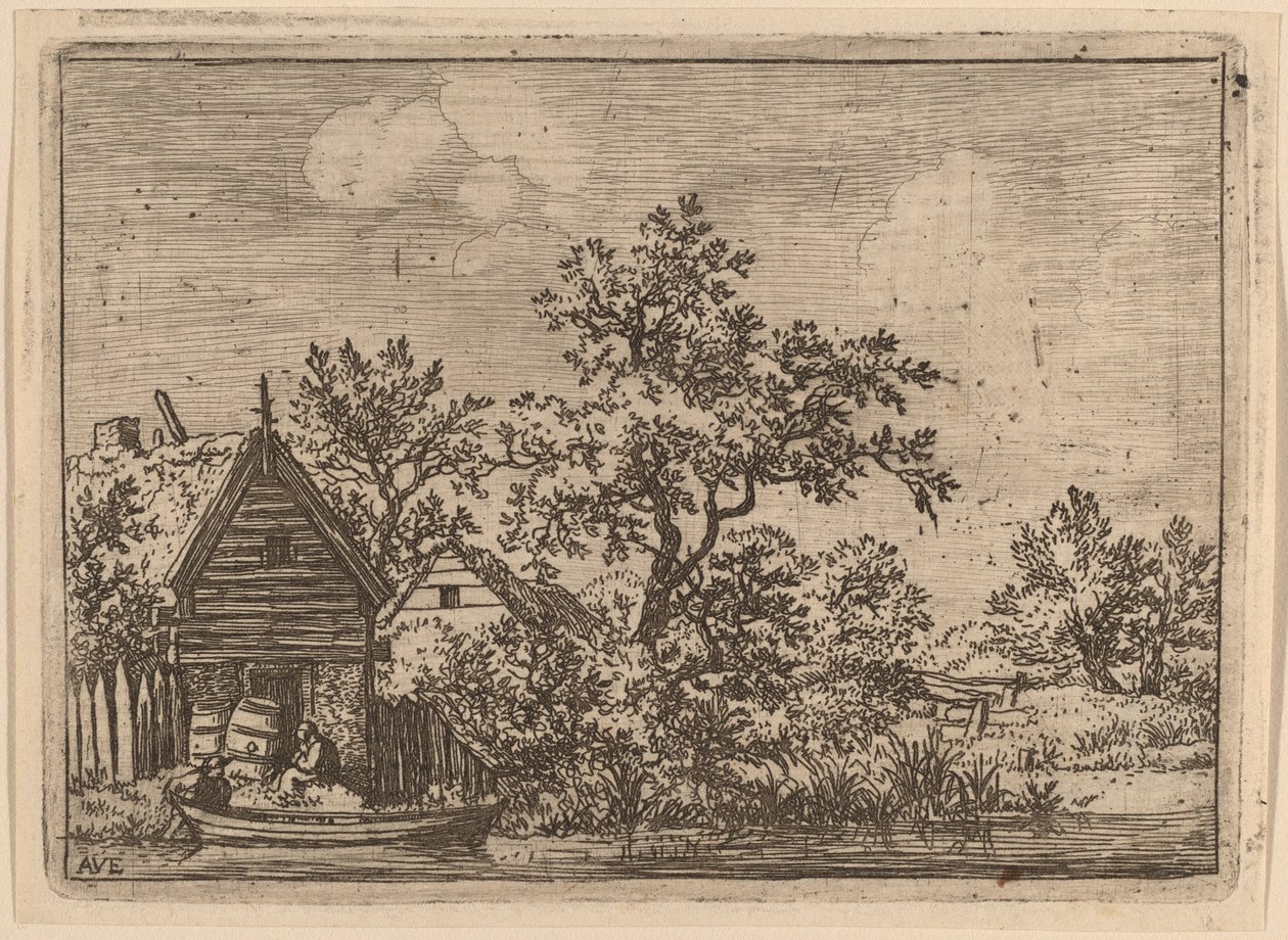 Dwie beczki przed chatą, prawdopodobnie ok. 1930 r. 16451656. autorstwa Allart van Everdingen