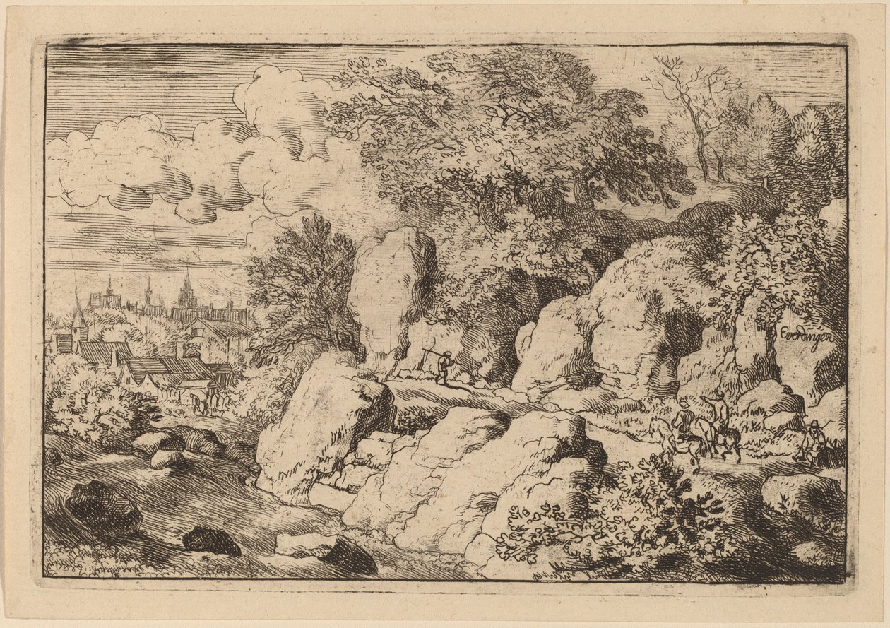 Dwóch jeźdźców na skalistej ścieżce, prawdopodobnie ok. 16451656. autorstwa Allart van Everdingen