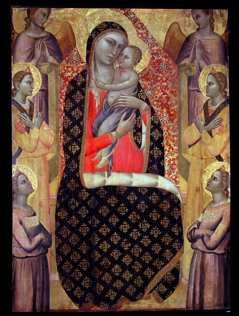 Madonna z Dzieciątkiem na tronie z sześcioma aniołami (panel) autorstwa Allegretto Nuzi