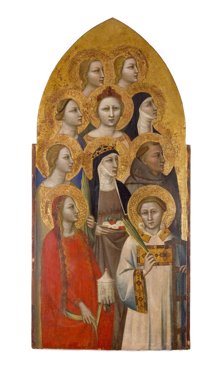 Święci i Aniołowie, ok. 1370 (tempera i złoty liść na drewnie) autorstwa Allegretto Nuzi