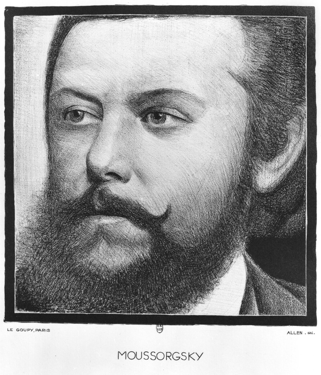 Portret Modesta Pietrowicza Musorgskiego (1839-81) autorstwa Allen