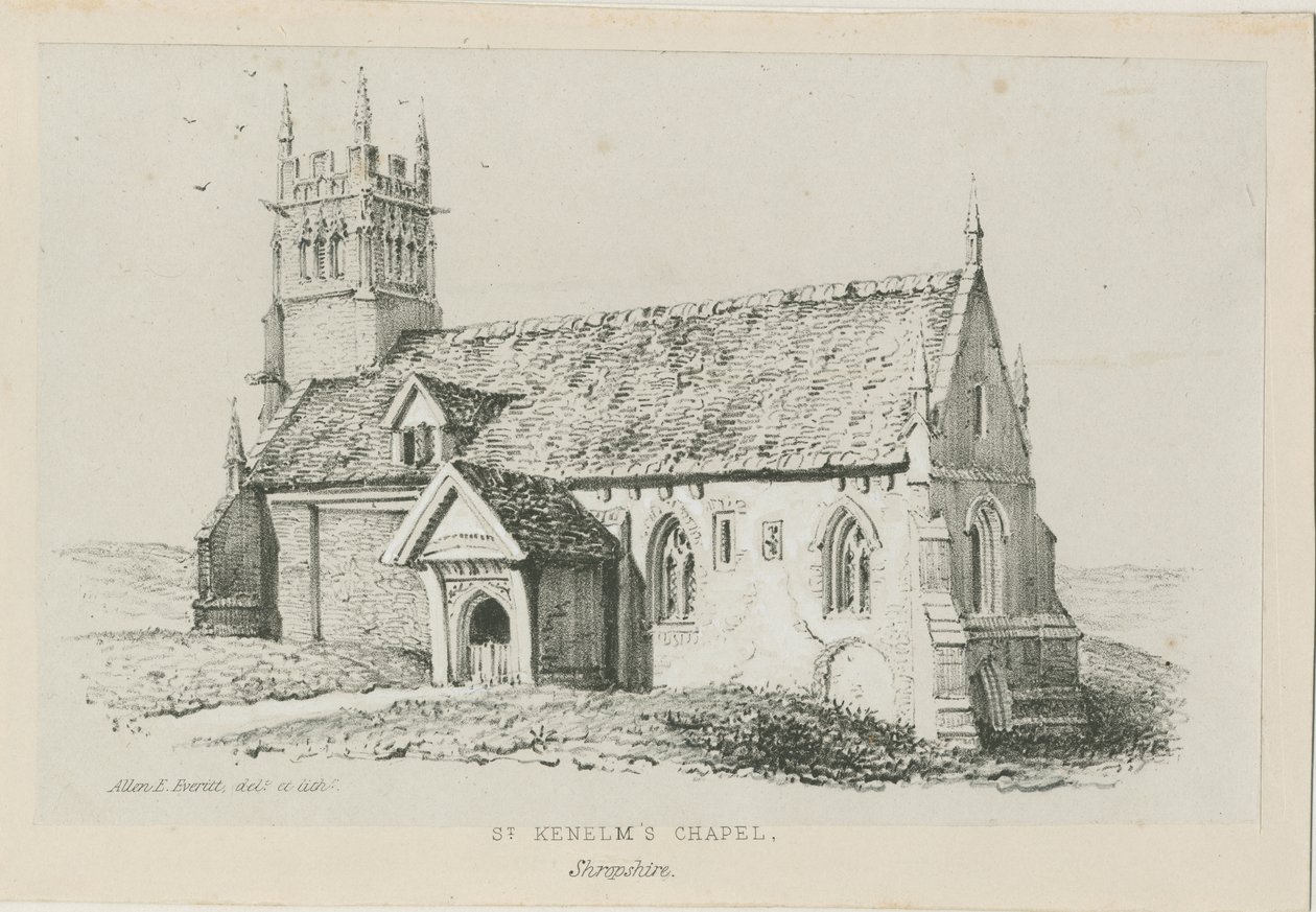 Clent - Kaplica św. Kenelma: litografia, bd [ok. 1840] autorstwa Allen Edward Everitt