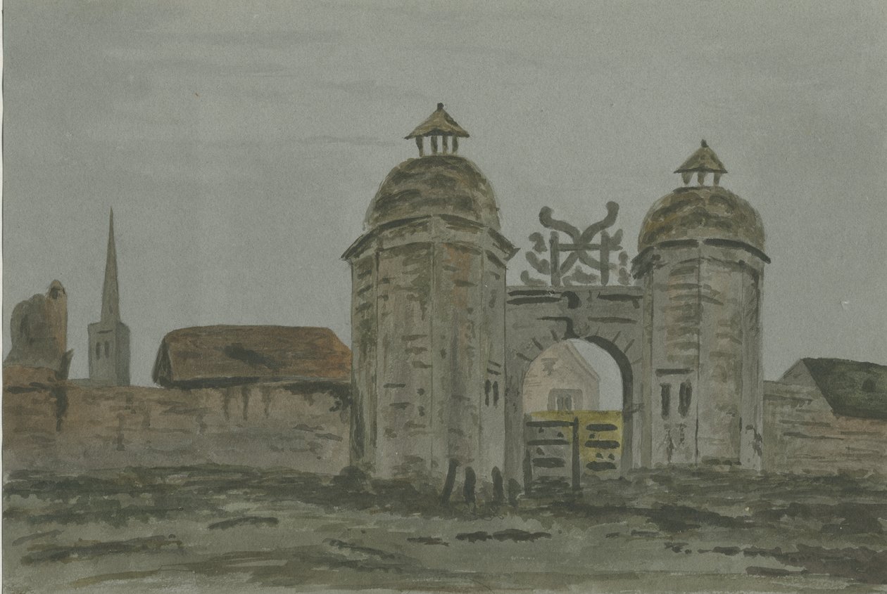 Hamstall Ridware Hall - Porters" Lodge: malarstwo akwarela i [1824-1882] autorstwa Allen Edward Everitt