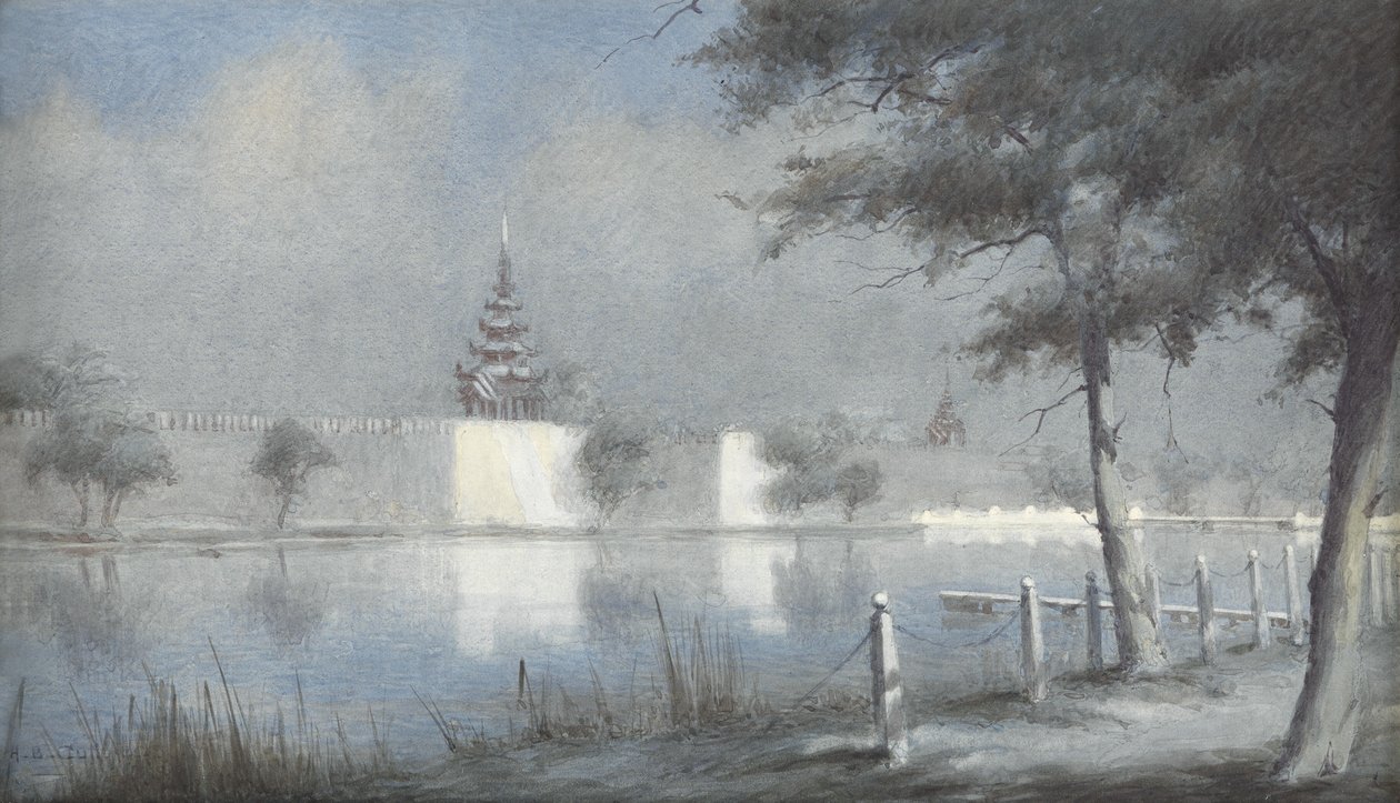 Fosa w Mandalay przy Moonlight, 1924 (wc na papierze) autorstwa Alma Claude Burlton Cull