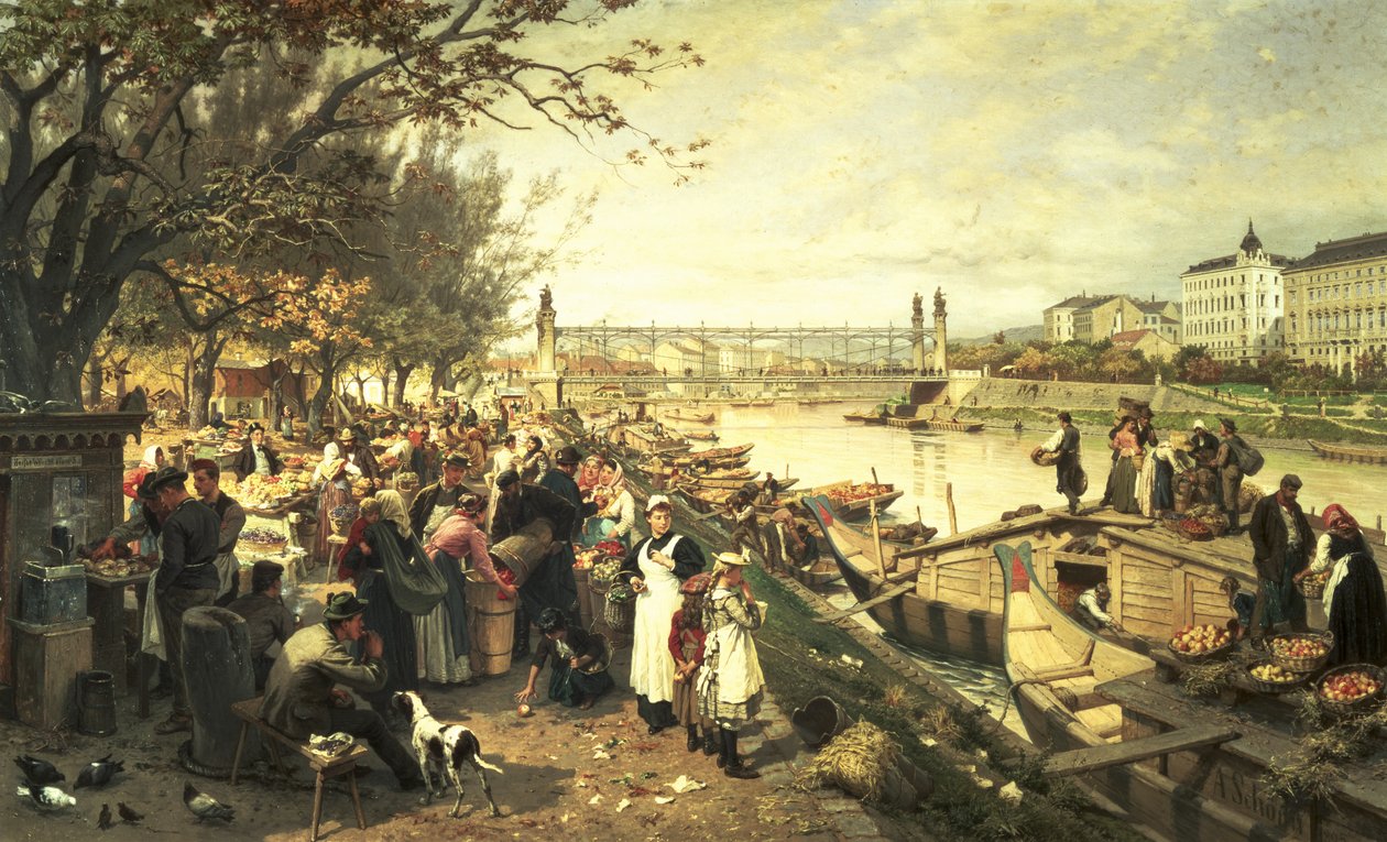 Targ owocowy w Schazel, niedaleko mostu Marii Teresy, Wiedeń, 1895 autorstwa Alois Schonn