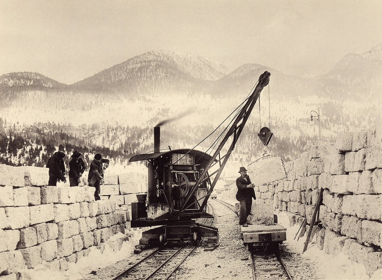 Budowa tuneli Worcheinera, rozpoczęta w 1897 r. Zdjęcie z 1905 r. (zdjęcie) autorstwa Alois Beer