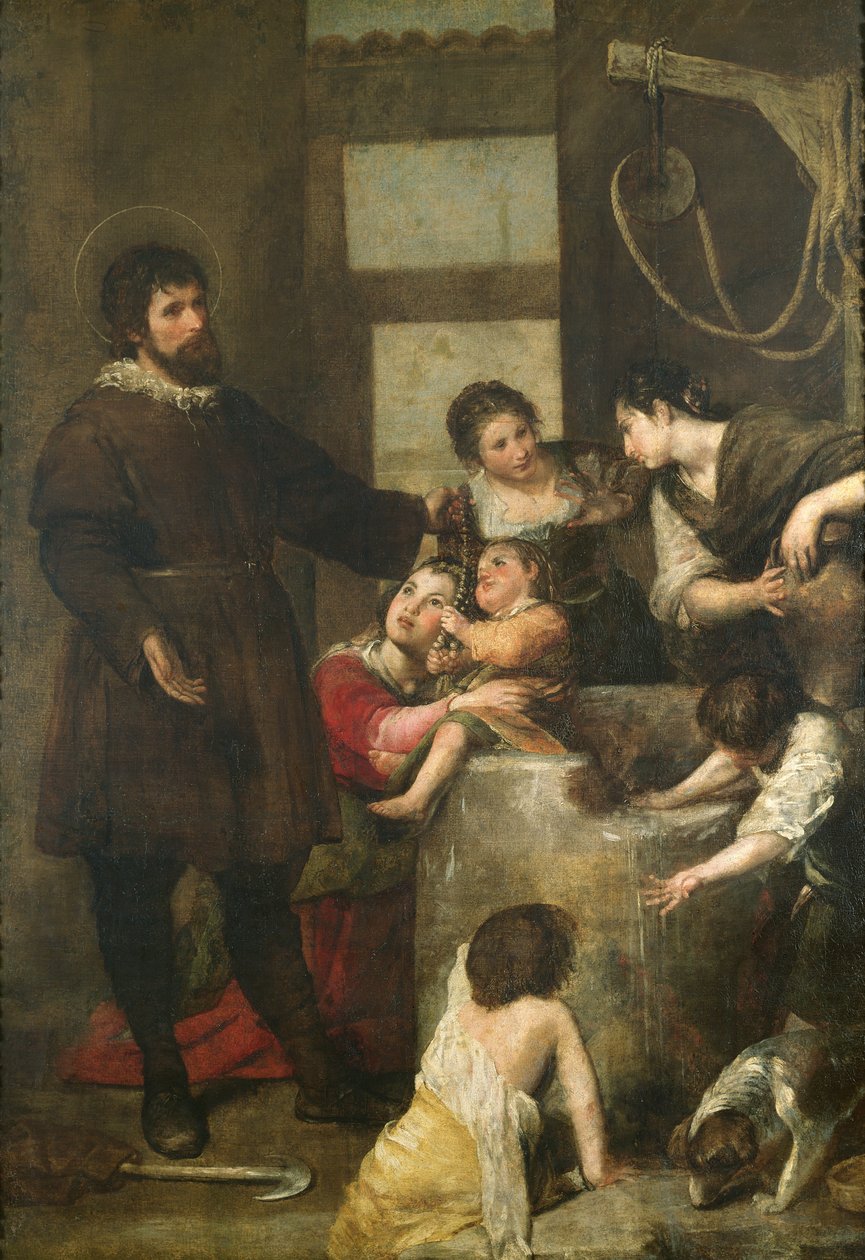 Św. Izydor ratuje dziecko, które wpadło do studni, 1646-48 autorstwa Alonso Cano