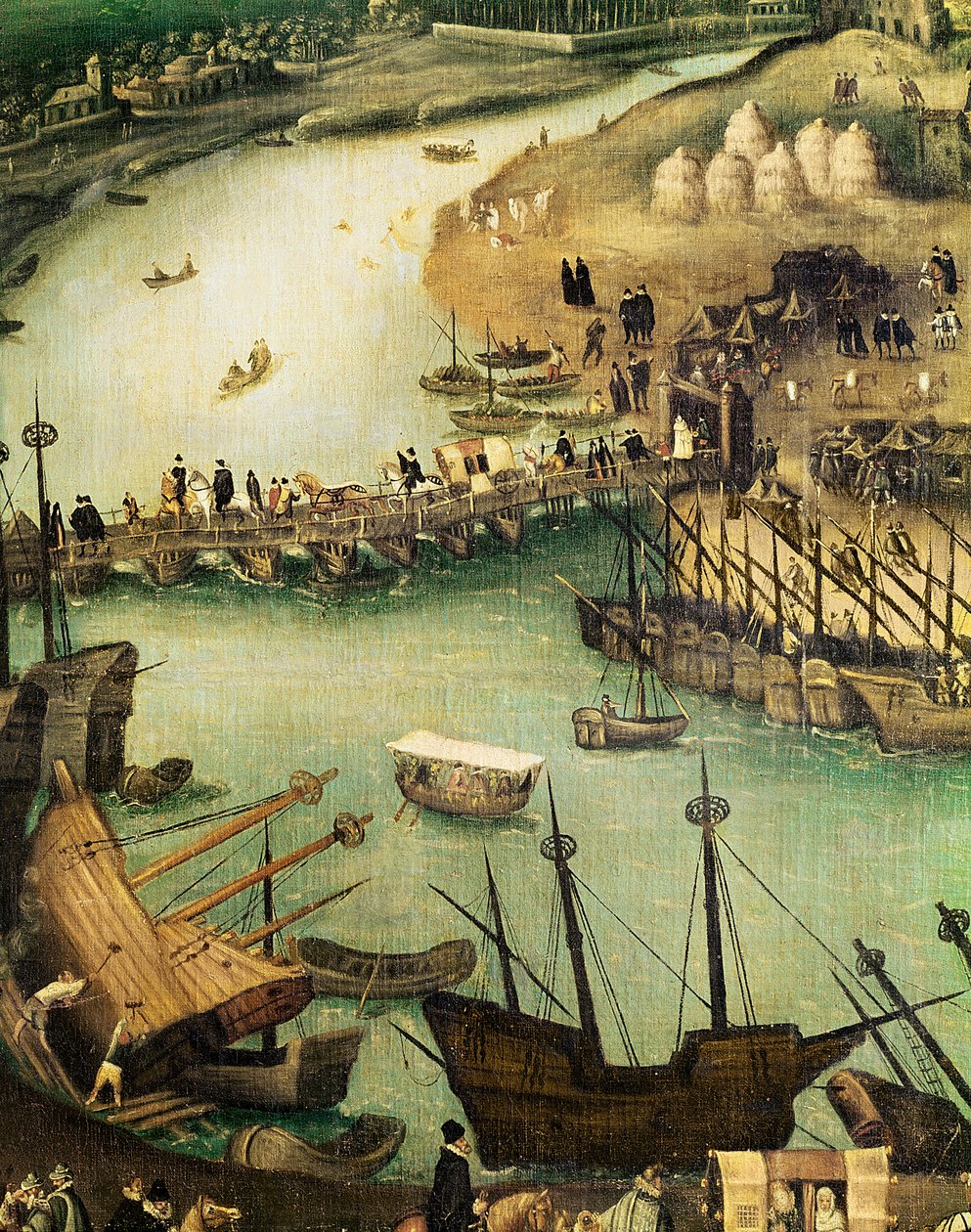 Port w Sewilli, ok. 1590 (szczegółowo) autorstwa Alonso Sánchez Coello
